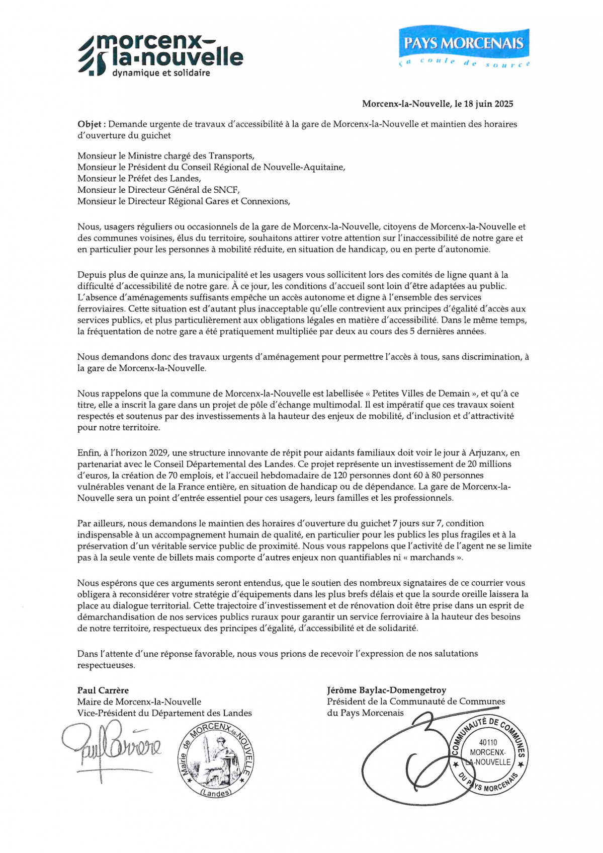 lettre Demande urgente de travaux d’accessibilité à la gare de Morcenx-la-Nouvelle et maintien des horaires d’ouverture du guichet.jpg